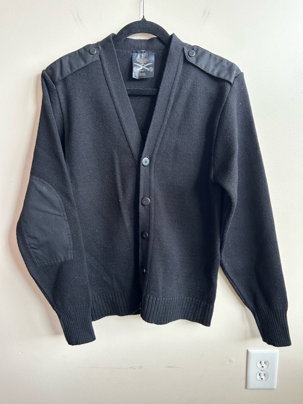 Vintage Military Equipment Black Knit Sweater 38L